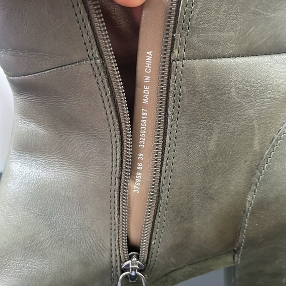 Ecco shoes platform leather boots dark green olive chunky heel booties sz 8.5 - Picture 13 of 13